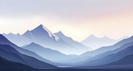 Abstract mountain range made of clean, geometric shapes with varying tones of grey and white, AI generated