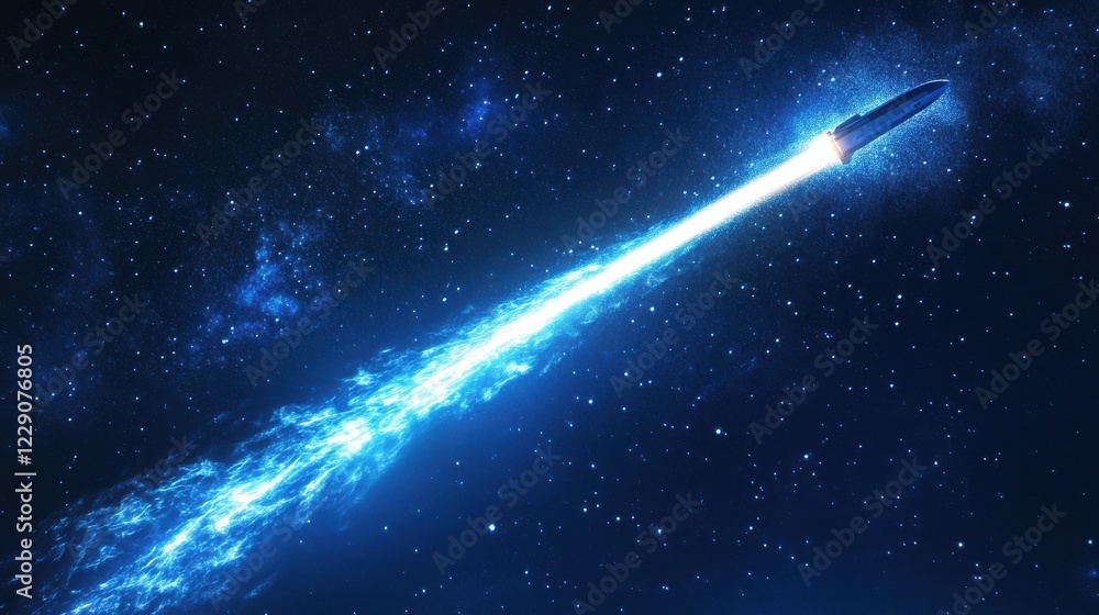 Poster successful rocket launch rocket launch to the space with dazzling light new space shuttle with a lig