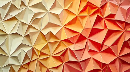 Fototapeta premium Warm colored polygonal shapes blend seamlessly, creating a geometric abstract background. Dominated by orange, red, and yellow tones, it conveys energy and vibrancy