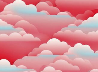 Fototapeta premium Soft and dreamy red clouds filling the sky against a gradient background, AI generated