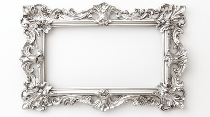 A white backdrop with a charming, vintage-style photo frame positioned horizontally, perfect for home decoration.