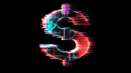 Obraz premium Dollar Sign Symbol with a Digital Glitch Effect