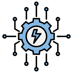 Electrical Grid System Blue Black Icon