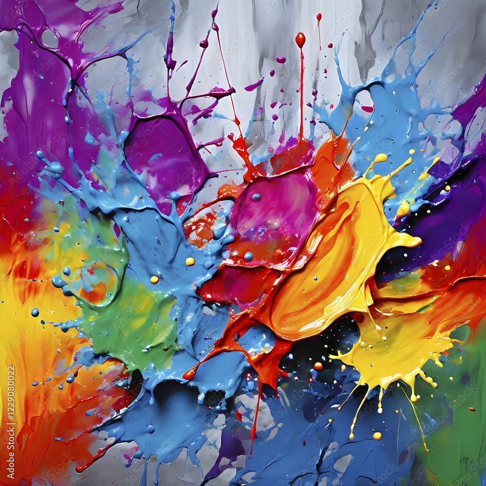 Poster ai generated abstract art showcasing a dynamic splash of vibrant colors in square format
