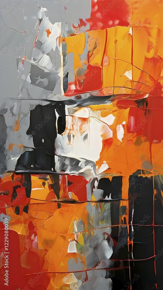 Poster ai generated abstract art showcasing a dynamic splash of orange and red colors in portrait format