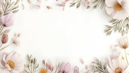 Abstract illustration of a Easter card with delicate colorful hand-drawn illustrations, empty space for text, AI generated