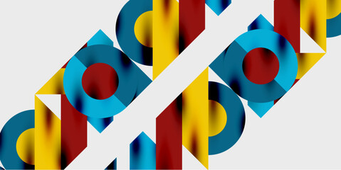 Detailed composition of circles, semicircles, and triangles with glossy effects and smooth gradients. A sleek and modern vector design for creative and tech-inspired projects