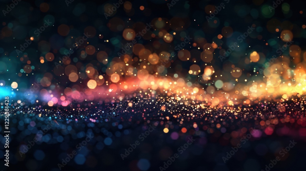 Poster vibrant bokeh lights dance across a dark background, creating a mesmerizing display of colors. this 