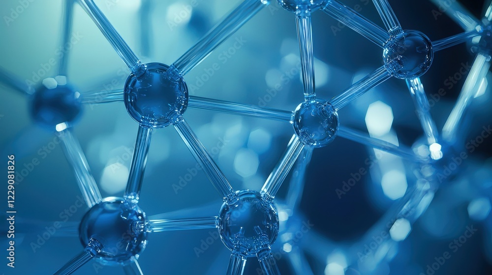 Aufkleber futuristic network connection structure with multiple molecules showcasing vibrant and complex inter