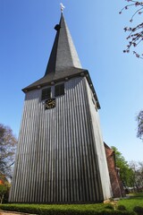 Bell tower, historical St. Nikolai church in Borstel, municipality of Jork, Altes Land, district of...