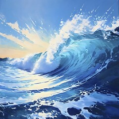 Breaking wave painting, AI generated