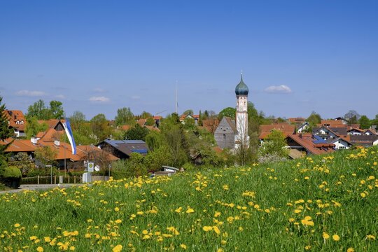 Uffing bei Murnau, blue country, Upper Bavaria, Bavaria, Germany, Europe