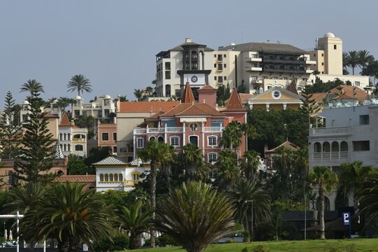 Canarian colonial style luxury hotels, Torviscas, Playa El Duque, Costa Adeje, Tenerife, Canary Islands, Spain, Europe