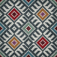 Fototapeta premium Mosaic tiles background, seamless vector pattern