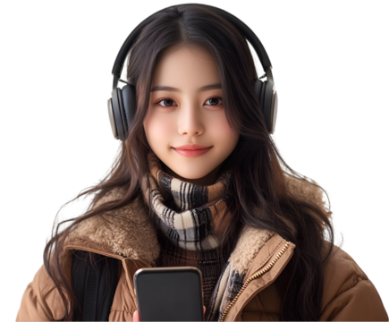 young woman listening to music