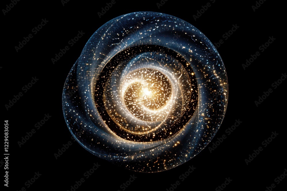 Poster intricate spirals and luminous connections create a stunning effect on a black background, spirals a