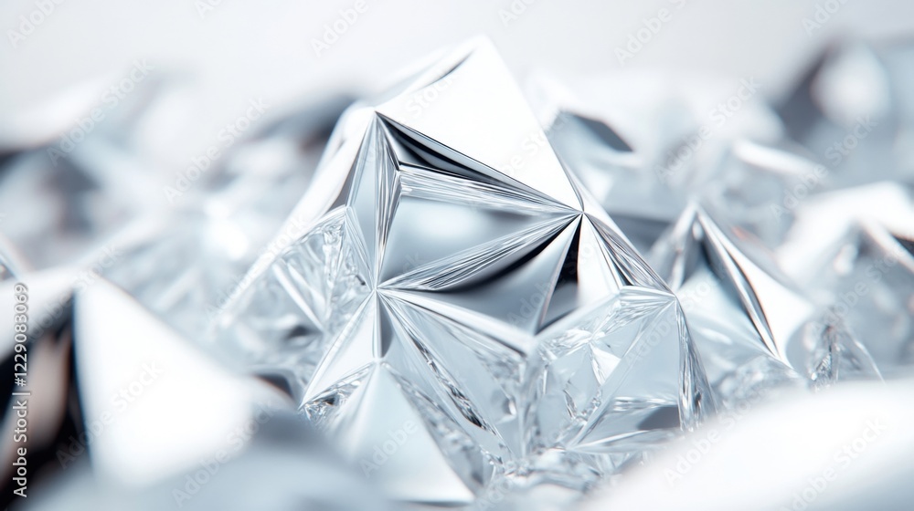 Poster intricate shapes of polygonal crystals create a stunning visual effect with light reflections and sh