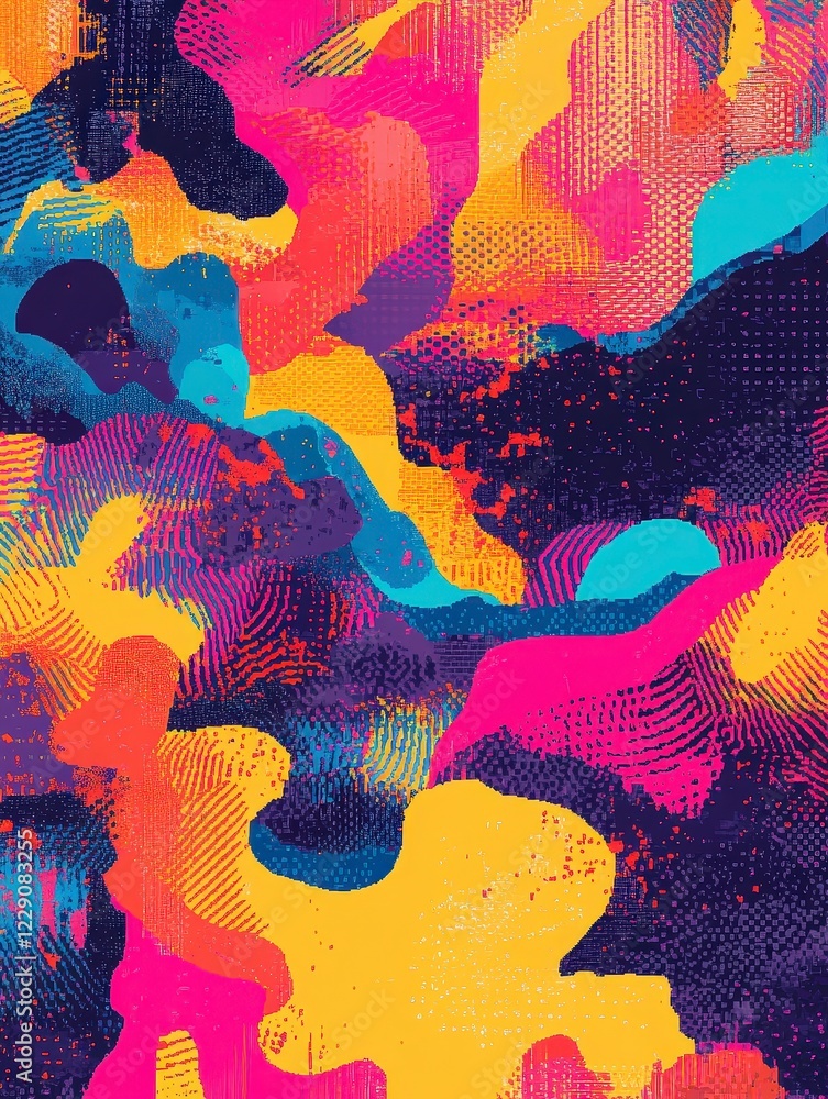 Poster vibrant abstract colorful texture with dynamic brushstroke patterns