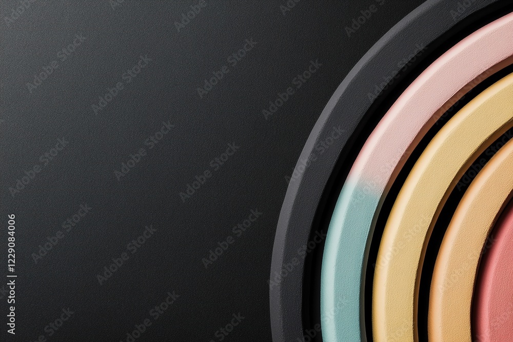 Aufkleber a collection of colorful circular shapes arranged in a layered design contrasts strikingly against a