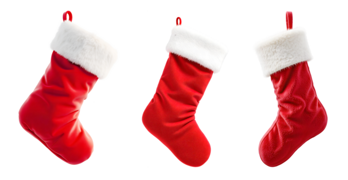 Christmas stockings isolated on transparent background. 
