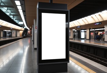 Mockup Vertical Ad Poster sign display on Metro station
