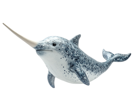 Whale with a long, pointed horn on its head