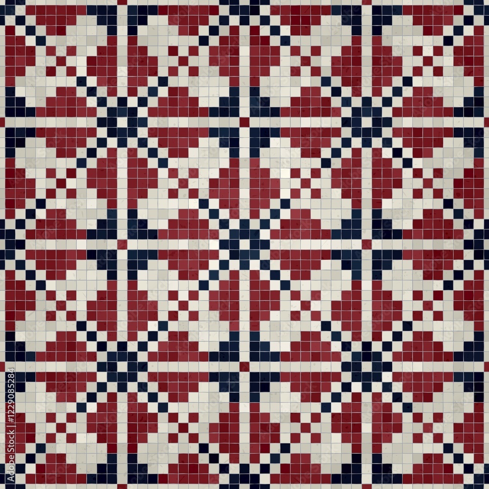 Poster mosaic tiles background, seamless vector pattern