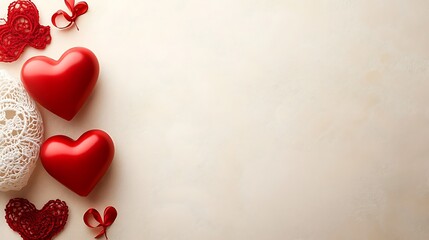 Red Hearts Lace Doilies Valentines Day Decor