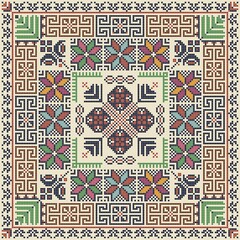 Seamless pattern design with traditional Palestinian embroidery motif