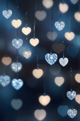 Romantic glowing hearts against the night sky - an ideal decoration for holidays and romantic events