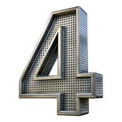 Fototapeta premium 4 Metal Number Isolated On Trasparent Background
