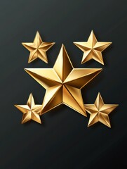 Obraz premium Five gold star rate review customer experience quality service excellent feedback concept on best rating satisfaction background with flat design ranking icon symbol.