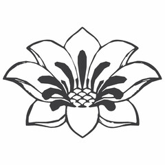 Fototapeta premium white lily flower, black silhouette logo