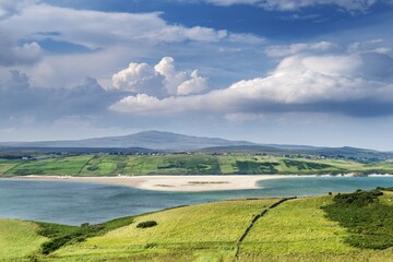 Sparsely populated hills at Kyle of Tongue in the Northern Highlands, Sutherland, Scotland, Great...