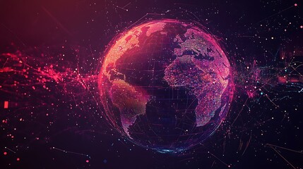 Obraz premium Digital Earth with Global Connectivity and Data Visualization