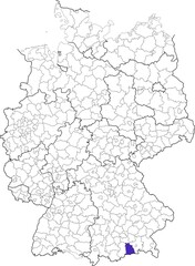 Miesbach district, in Bavaria, location of the district within Germany