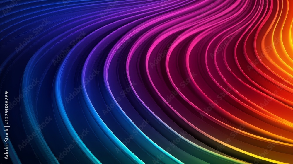 Poster colorful abstract wave pattern with dynamic lines and vibrant gradient hues, perfect for modern desi