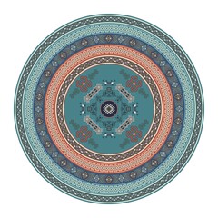 Traditional Kilim round decorative element, vector template