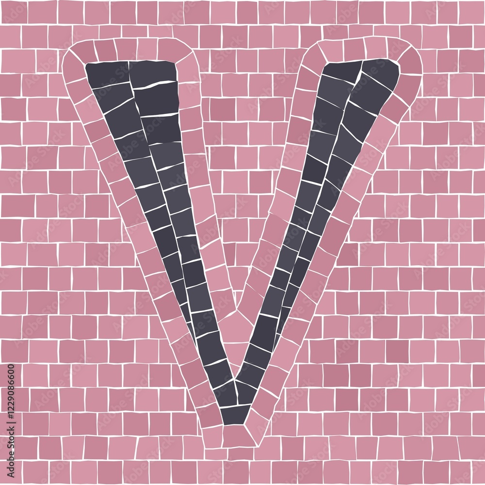 Poster mosaic tiles letter v. eps 10 editable flat design vector seamless horizontal pattern
