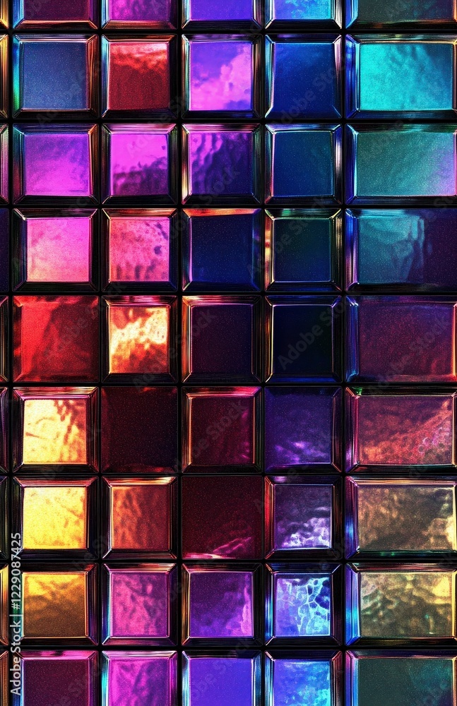 Aufkleber colorful reflections on iridescent tiles in an abstract pattern