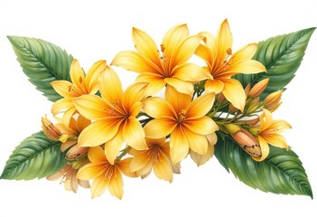 Obraz premium A watercolor painting of bright tropical flowers on a white background