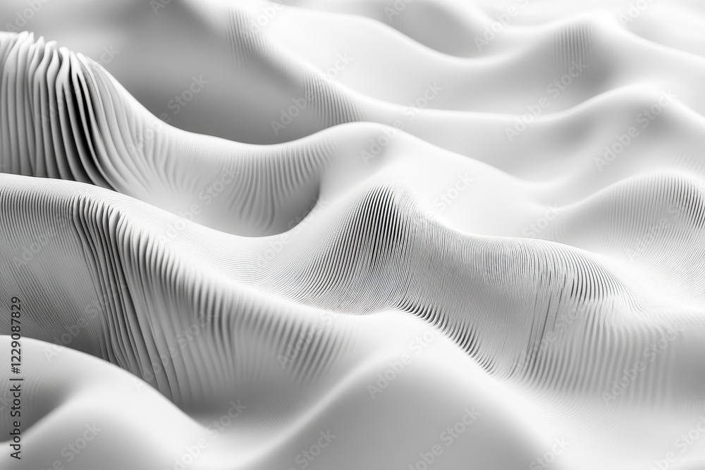 Leinwandbilder Abstract representation of flowing terrain in white noise texture during a minimal composition, Abstract white noise motion on terrain flow down black and white tone