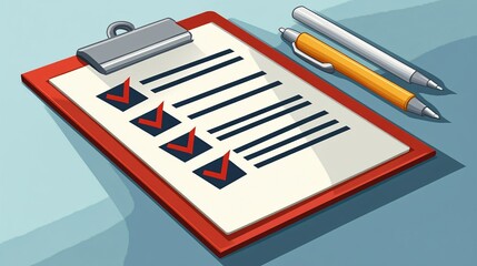 a clipboard with a checklist for an online employment contract, featuring checkboxes to mark completed tasks.