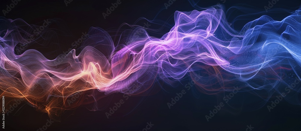 Aufkleber dynamic and colorful abstract digital art with vibrant purple and blue waves in motion, creating an 