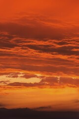 Red coloured clouds in the evening sky, Bavaria, Germany, Europe