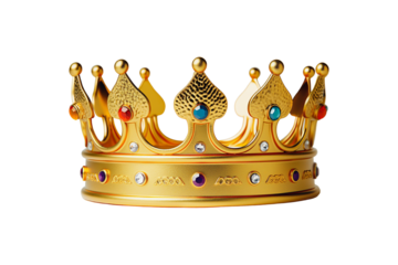 Golden king crown with precious stones
