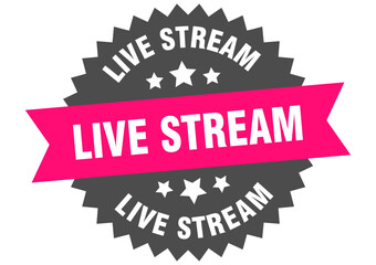 Obraz premium live stream. live stream round pink label isolated on transparent background