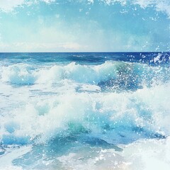 Fototapeta premium Ocean Waves Painting - Stunning Beach Scene