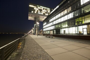 Kranhäuser buildings on the promenade, Rheinauhafen, Cologne, North Rhine-Westphalia, Germany, Europe