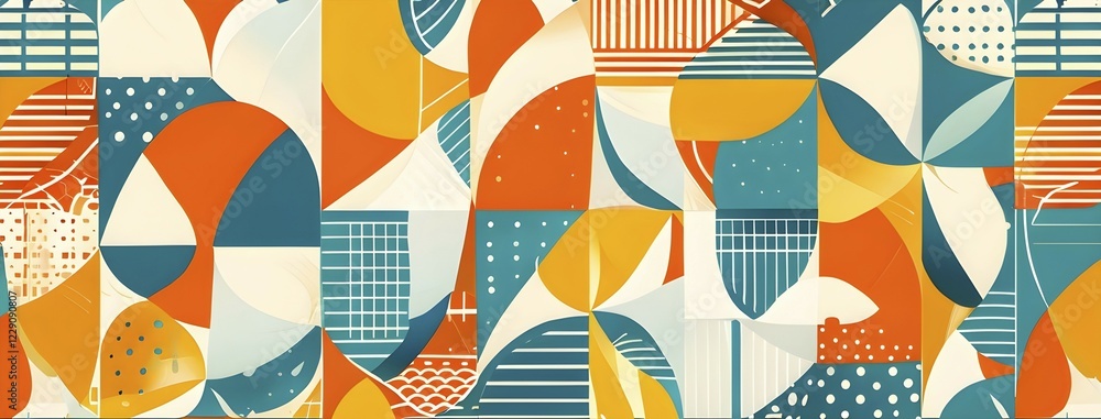 Poster abstract easter egg design with geometric patterns, bold colors, and a mix of textures, creating a m